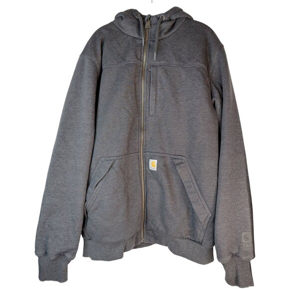 Carhartt Mens Grey Hooded Zip-Up Sweatshirt Jacket M - Picture 1 of 8